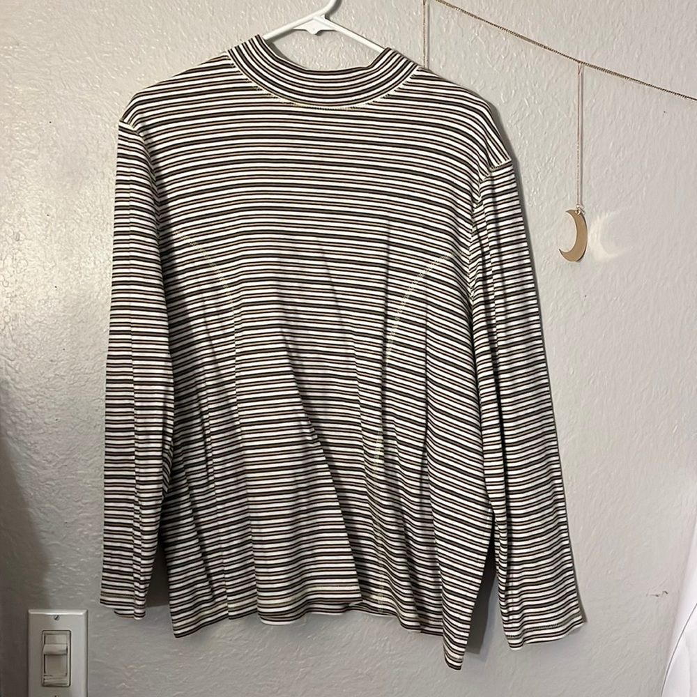 (3 for $20) 
70s style striped mock neck sweater